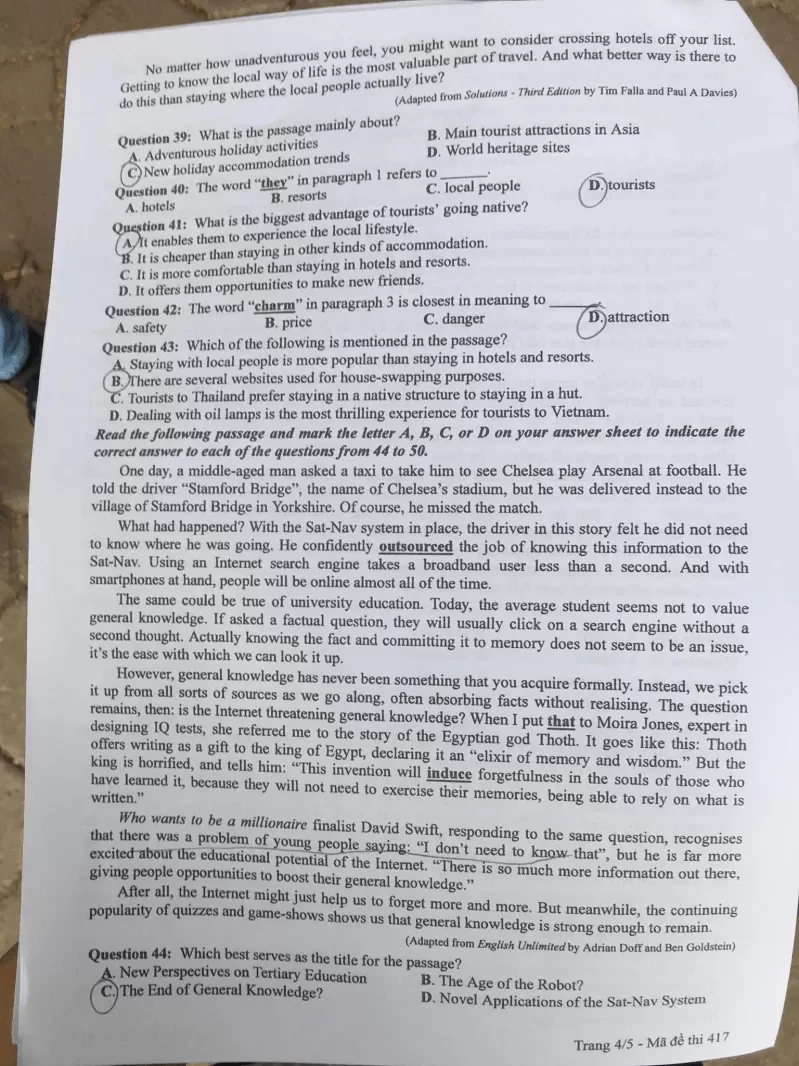 Thi THPQG 2020: Đề thi và đáp án môn Tiếng anh mã đề 413
